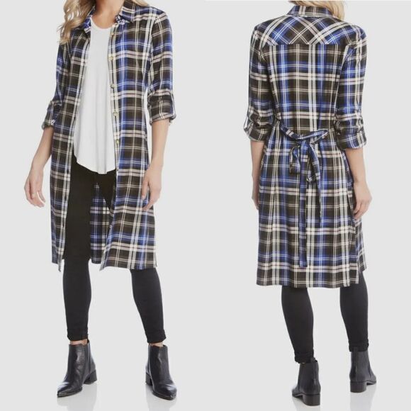 Nwt karen kane saffron sea plaid shirtdress size S - Picture 2 of 10